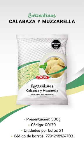 [ORALI51] Orali - Sorrentinos Calabaza y Muzzarella (500 gr)