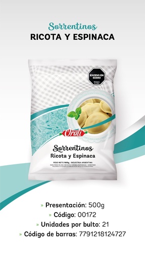 [ORALI53] Orali - Sorrentinos Ricota y Espinaca ( 500 gr) 