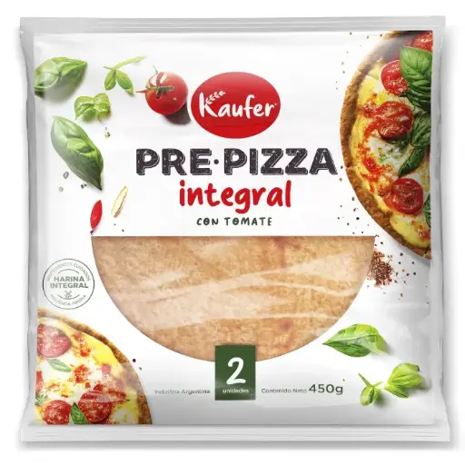 [KAUFE001] Kaufer - Prepizza integral con tomate x 2 unidades (450gr)