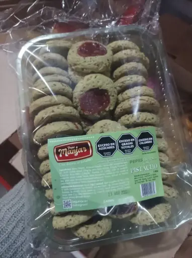 [PEPEM007] PEPE MANJAR - Pepas Integrales Pistacho con membrillo bandeja (250 gr)
