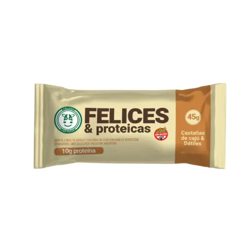 [FELIC091] Felices Las Vacas - BARRITAS PROTEICAS DE CASTAÑAS DE CAJU Y DATILES 45GR  (12 unidades por caja)