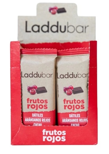 LadduBar - Barrita de frutos rojos, datiles, arándanos y cacao (caja 12 unidades)