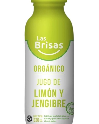 Las Brisas - Jugo Orgánico Sin Azúcar Limon y Jengibre 330 ml