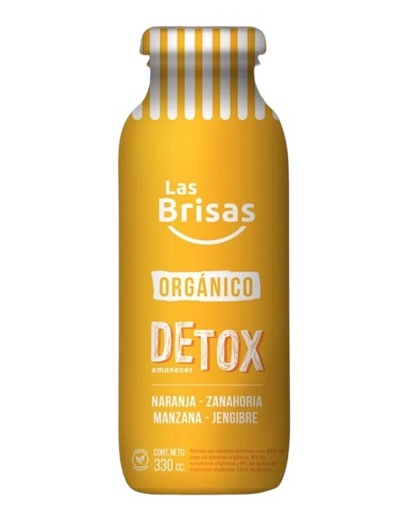 Las Brisas - Jugo Orgánico Detox Naranja, Pera, Arándano y Jengibre 330 ml