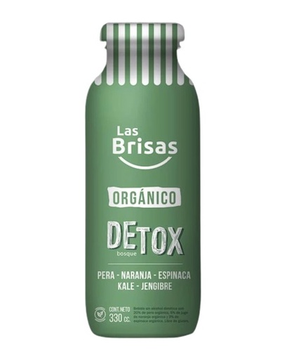 Las Brisas - Jugo Orgánico Detox Pera, Espinaca, Naranja, Kale y Jengibre 330 ml