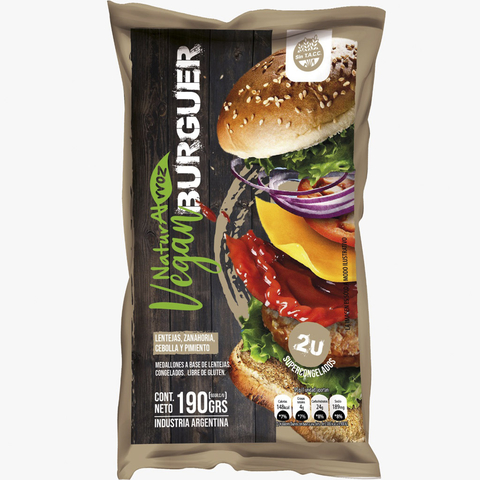 Naturalrroz - Vegan Burger Lentejas y Pimientos (2 unidades) 190 gr