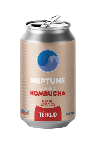 Neptune Kombucha - Clasica té rojo sabor flor de jamaica (Lata354ml)