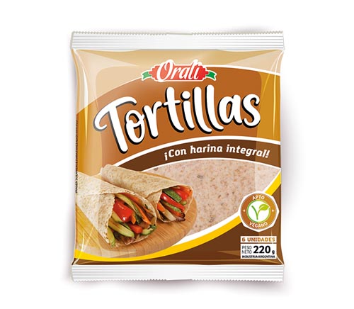 Orali - Tortillas veganas integrales (6 unidades)