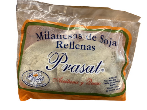 Prasat - Milanesas de soja rellenas con aceitunas, queso y aceite de oliva (4 unidades - 480gr)