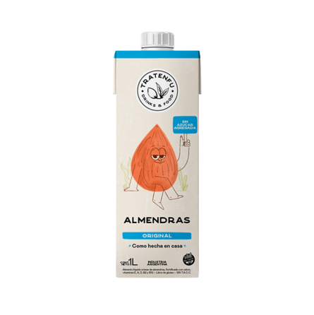 Tratenfu - Bebida de Almendras sabor Original  sin azúcar 1 Lt