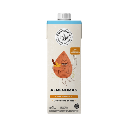 Tratenfu - Bebida de Almendras sabor vainilla sin azúcar (1Lt)