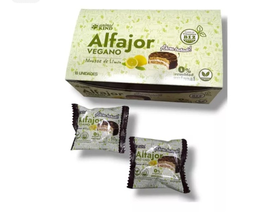 Animal Kind - Alfajor vegano mousse de limon con cobertura de chocolate (display 18 unidades de 50 gr)