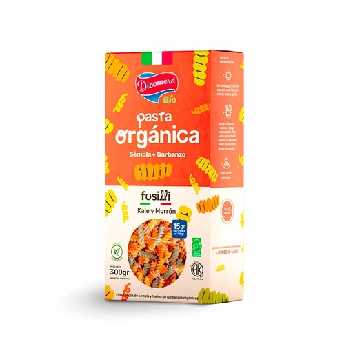 Dicomere - Fideos fusilli tricolor organicos (300gr)