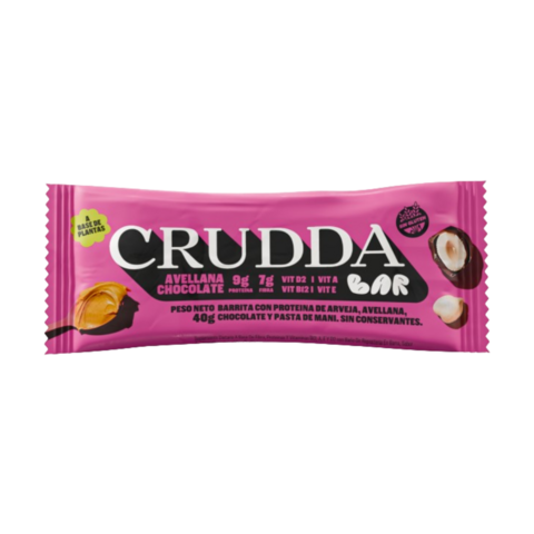 Crudda - Bar Proteica sabor Avellana y Chocolate (Display x 10 unidades de 40gr)