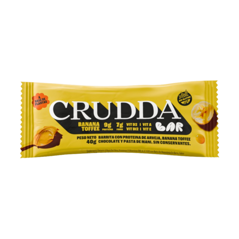 Crudda - Bar Proteica sabor Banana y Toffee (Display x 10 unidades de 40gr c/u)