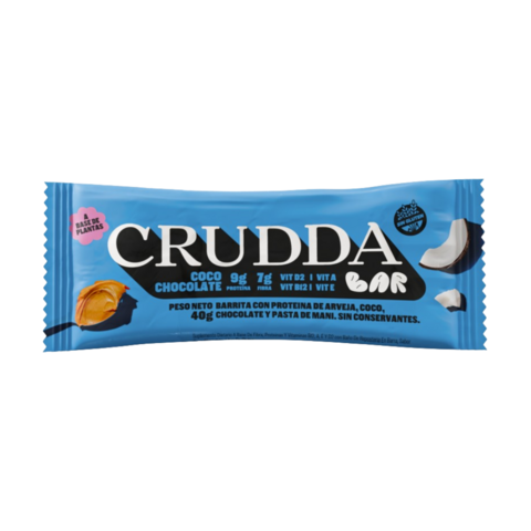 Crudda - Bar Proteica sabor Coco y Chocolate (10 unidades de 40gr)