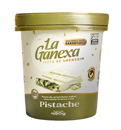 La Ganexa - Pasta de Mani sabor Chocolate Blanco con Pistacho x 450g