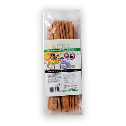 Artesa - Grisines veganos integrales con lino y girasol (140gr)