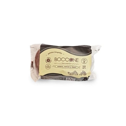 Boccone - Cookies integrales veganas con avena, cacao y maní (145gr)