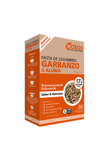 [WAKAS001] Wakas - Fusilli pastas de legumbres garbanzos alubia y chia (250gr)