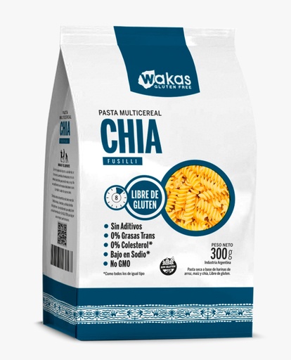 [WAKAS010] Wakas - Pastas fusili multicereal con chía (300gr)