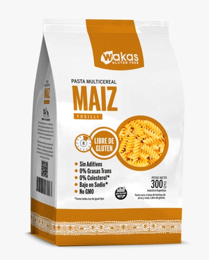 [WAKAS012] Wakas - Pastas fusili multicereal con maíz (250gr)