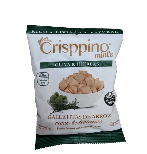 Crisppino - Snack de arroz sabor oliva y hierbas (50gr)