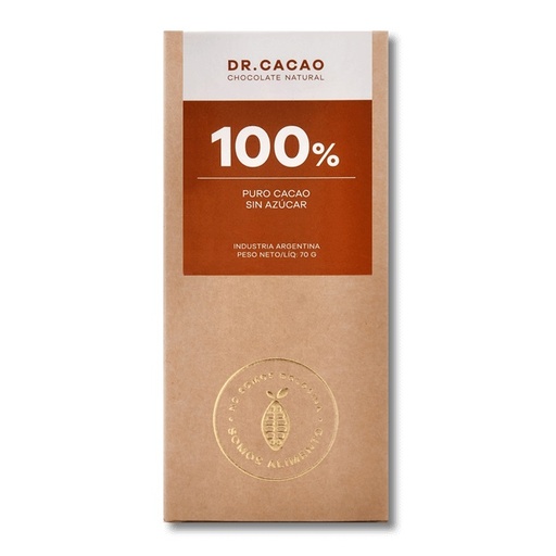 Dr Cacao - Chocolate macizo 100% sin azúcar (50gr)