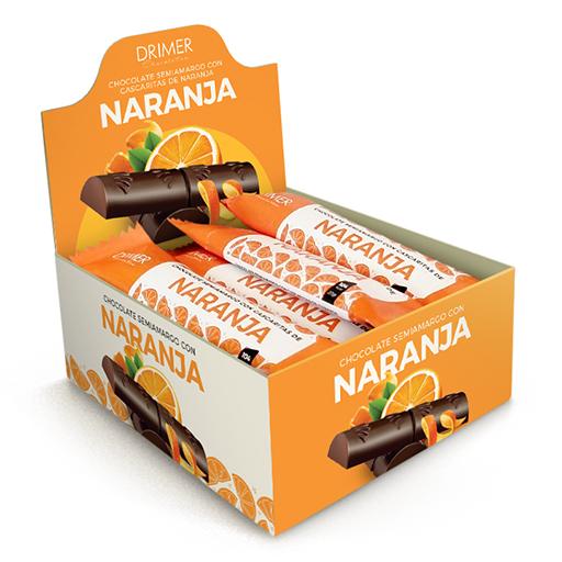 Drimer - Barra de chocolate con Naranja (10 unidades por caja -20gr)