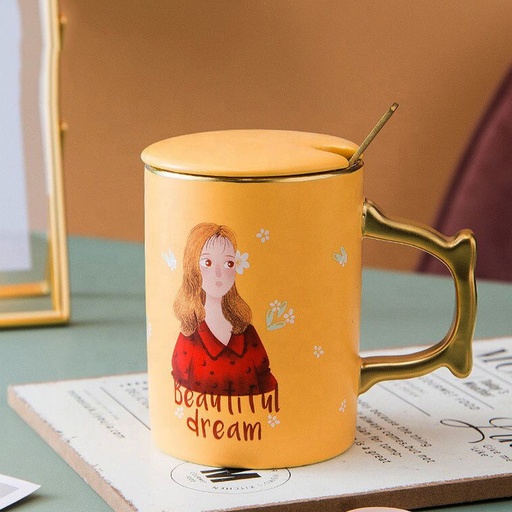 [BAZAR057] bazar Z - Set taza ceramica + cucharita diseño fantastic girls 360ml