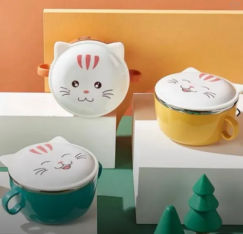 bazar Z - bowl acero inoxidable gatito con tapa