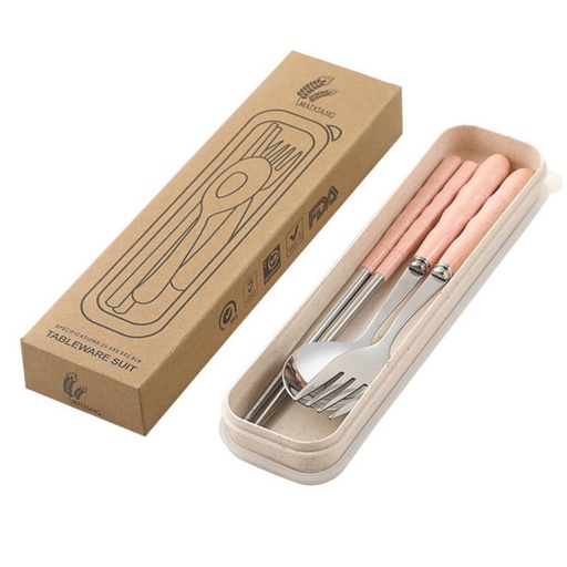 [BAZAR103] bazar Z - estuche cubierto acero inoxidable 4 piezas